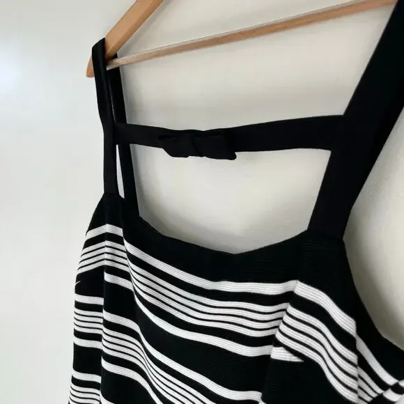 Anthropologie Hutch NWT Sleeveless Square Neck Black White Stripe Mini Dress - Picture 14 of 14